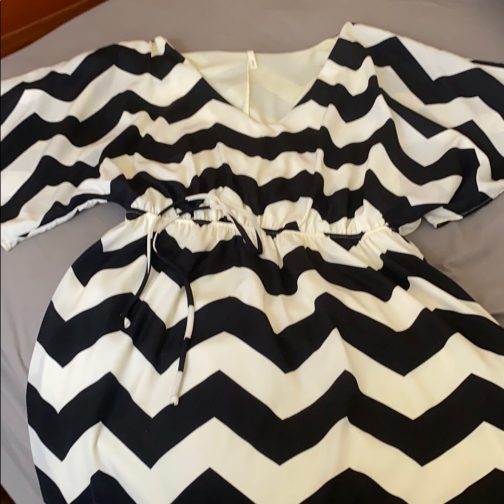 Sage Black and White Striped Dress